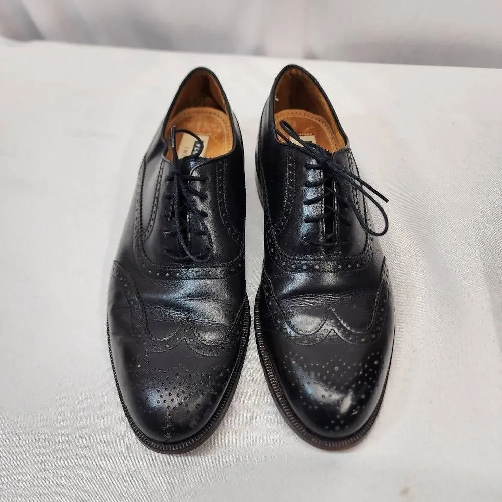 Florsheim Imperial Oxford Black Leather Wingtip Brogue Lace Up Shoes Size 9 C
